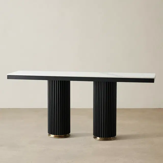 Archie Console Archie Black Console Table with White Sintered Stone Top | Koala Living