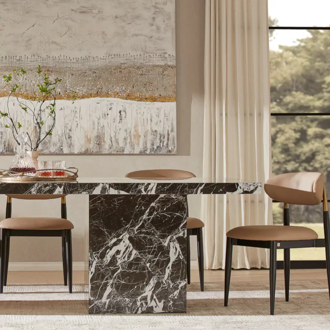 129501 Amali Black Vegan Leather Dining Chair | Koala Living