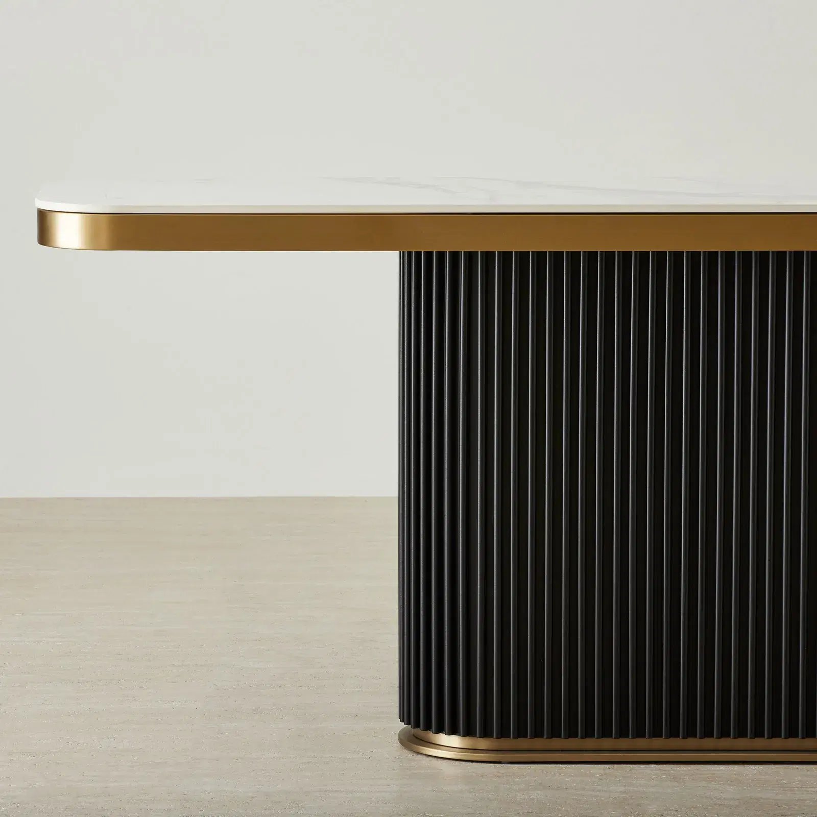 Archie Console Archie Black Single-leg Console Table with Statuario White Sintered ...