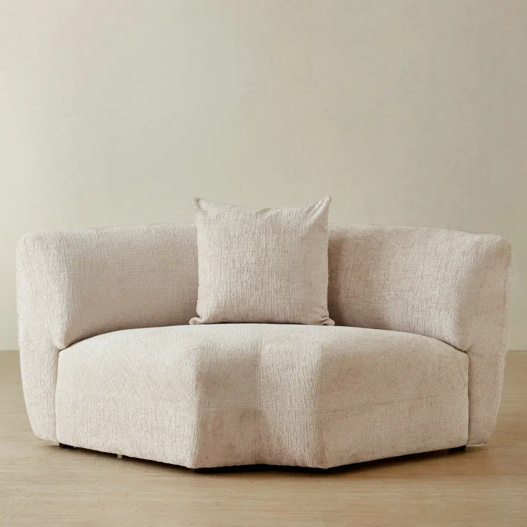 Willow Powder White Chenille Fabric Modular Corner Seat | Koala Living