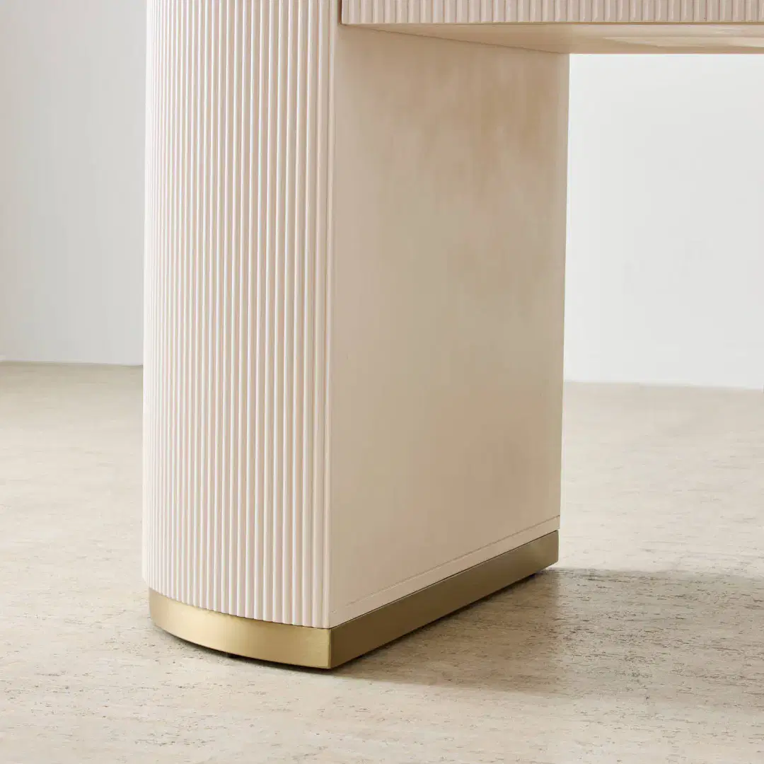 Archie Desk Archie Cream Wooden Study Desk with White Sintered Stone Top | Koala Living