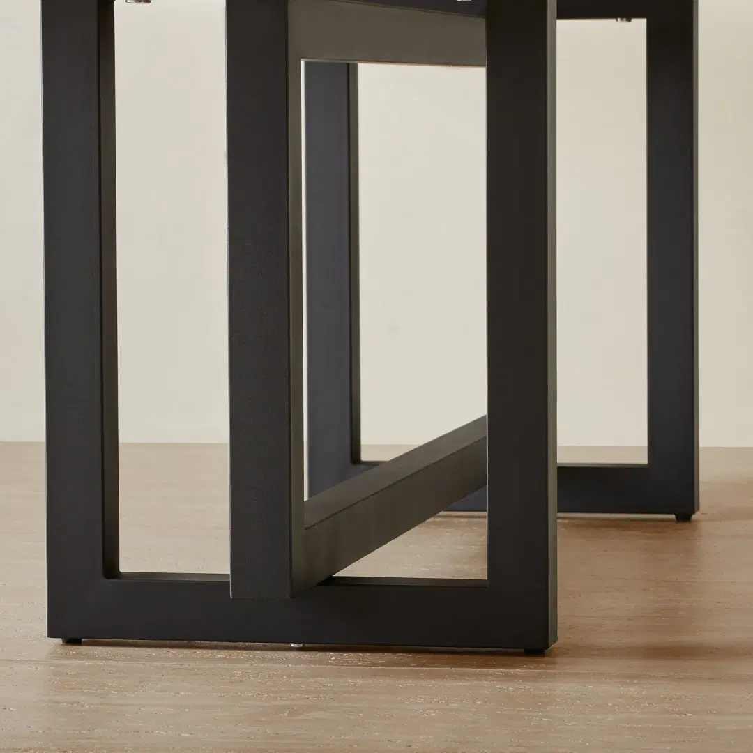 Grayson Black Rectangular Dining Table with Statuario White Sintered ...