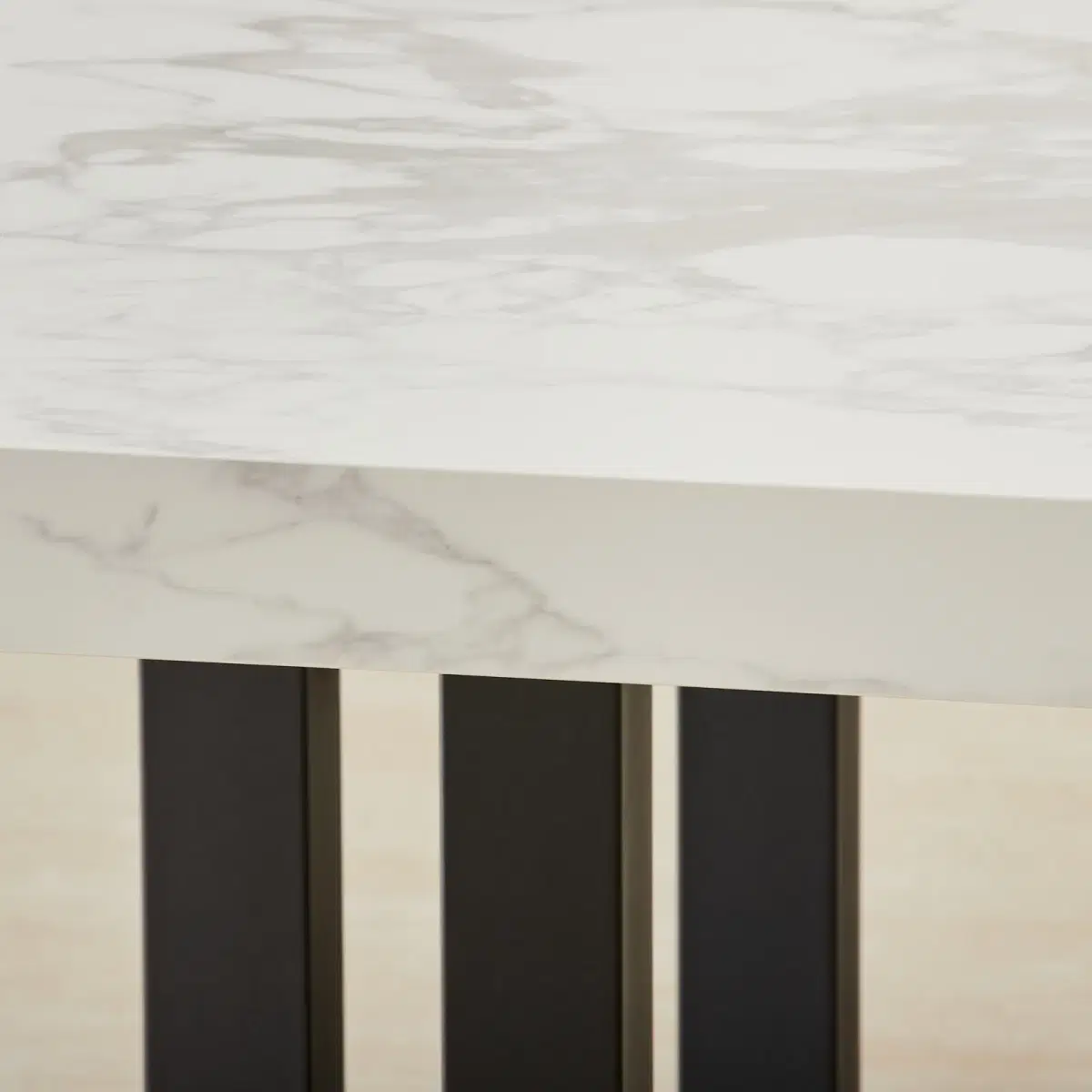 Grayson Black Rectangular Dining Table with Statuario White Sintered ...