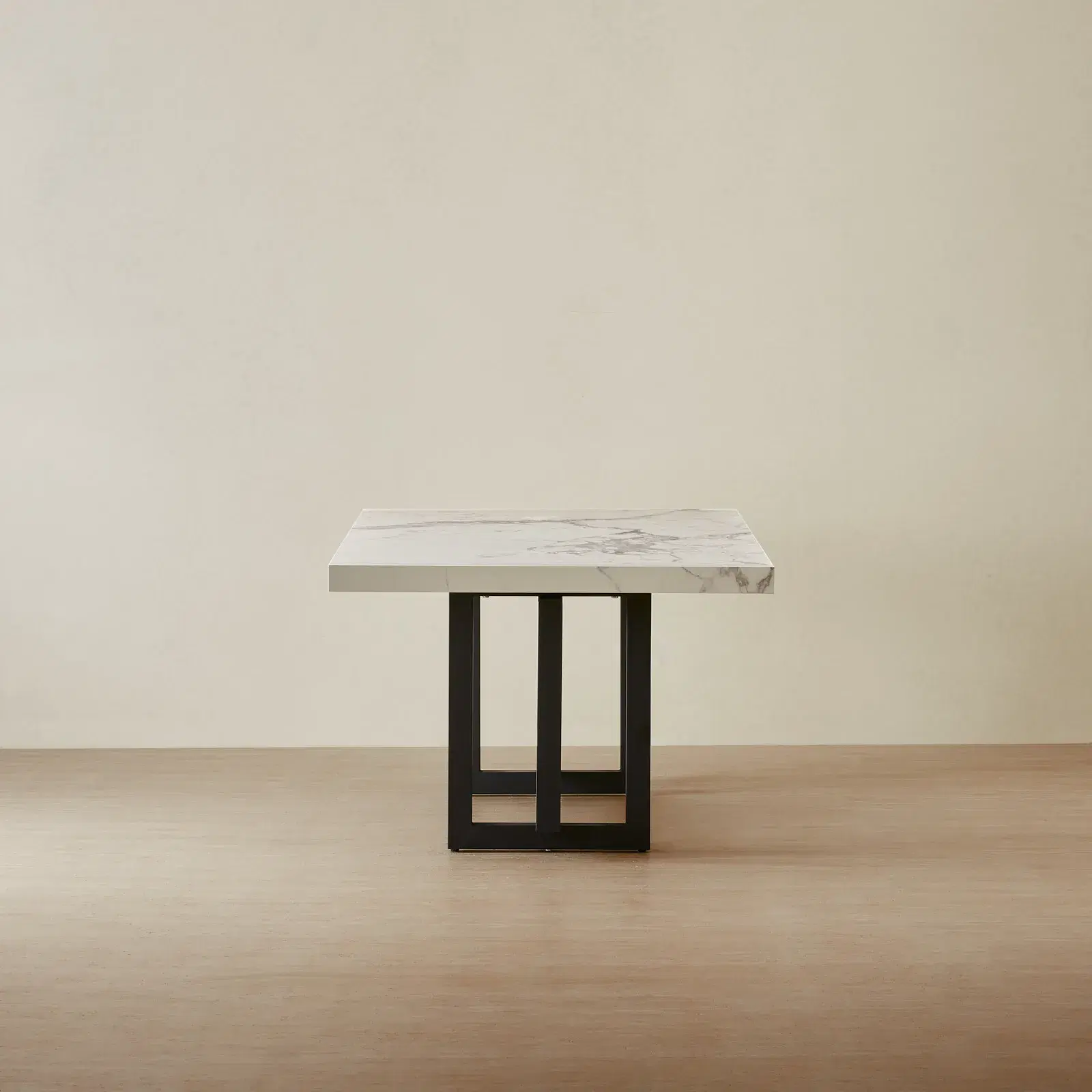 Grayson Black Rectangular Dining Table with Statuario White Sintered ...