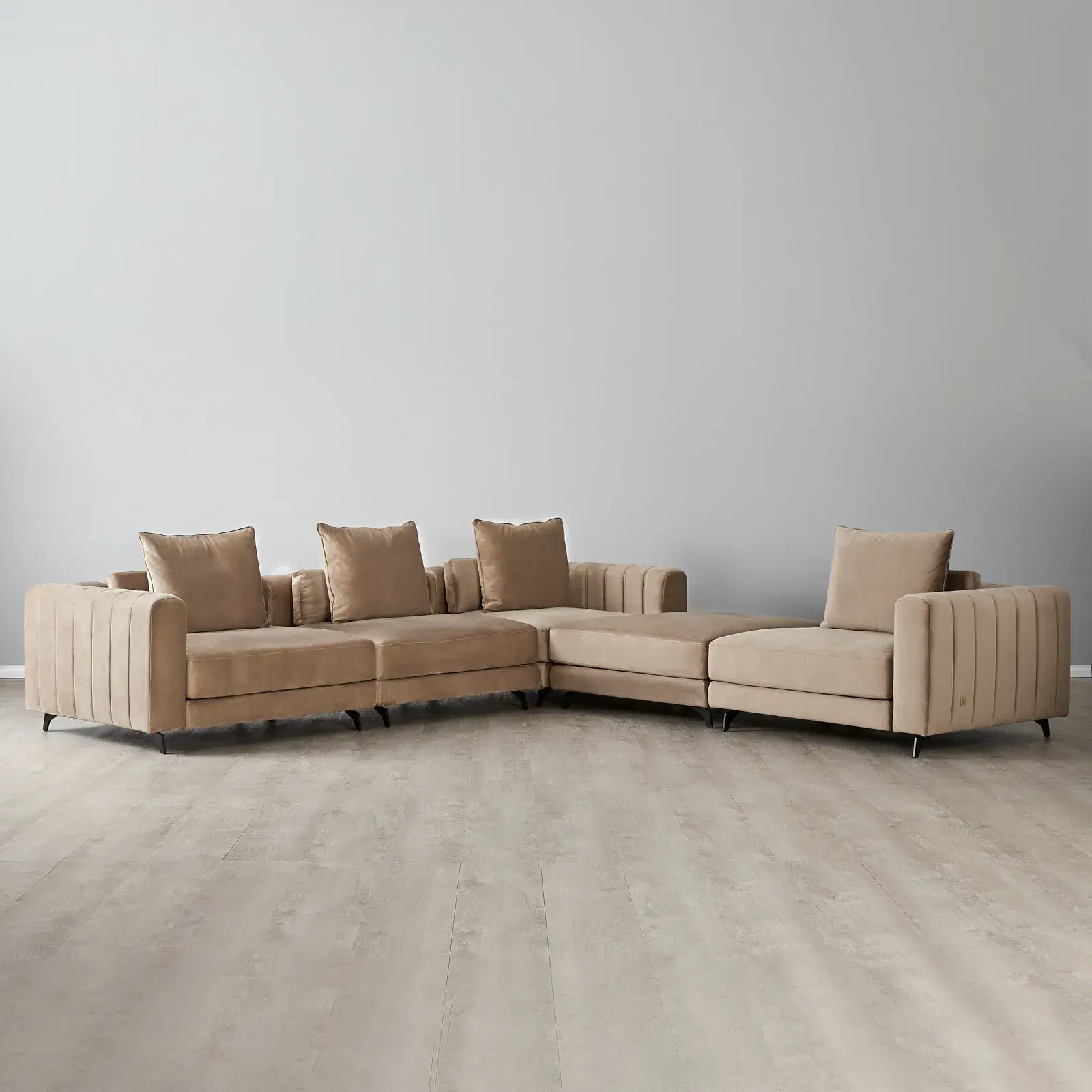 Jordan Beige Velvet Corner Sofa | Koala Living