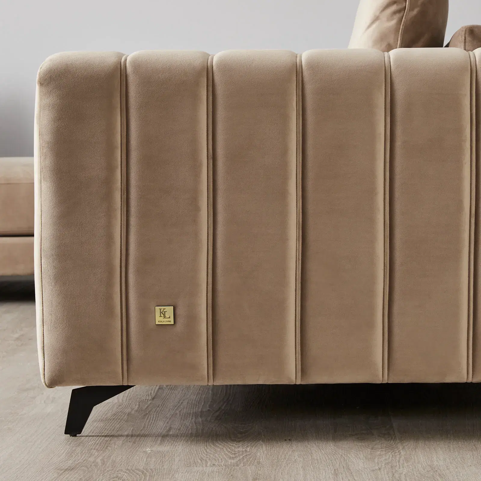 Jordan Beige Velvet Corner Sofa | Koala Living