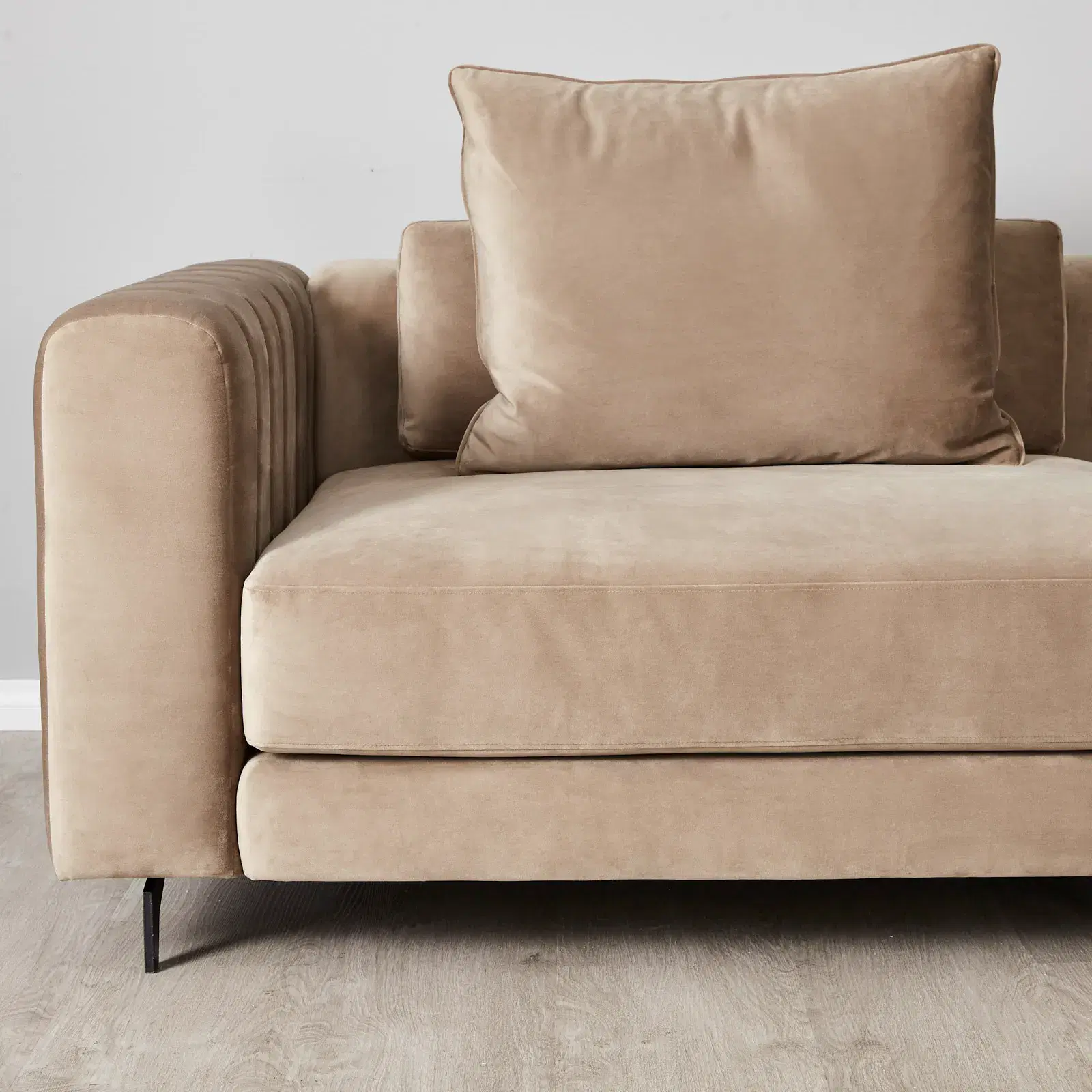 Jordan Beige Velvet Corner Sofa | Koala Living