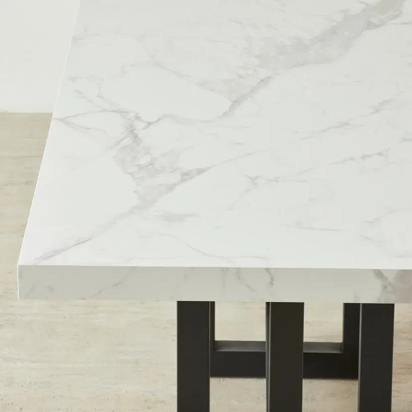 Grayson Black Dining Table with Statuario White Sintered Stone Top ...