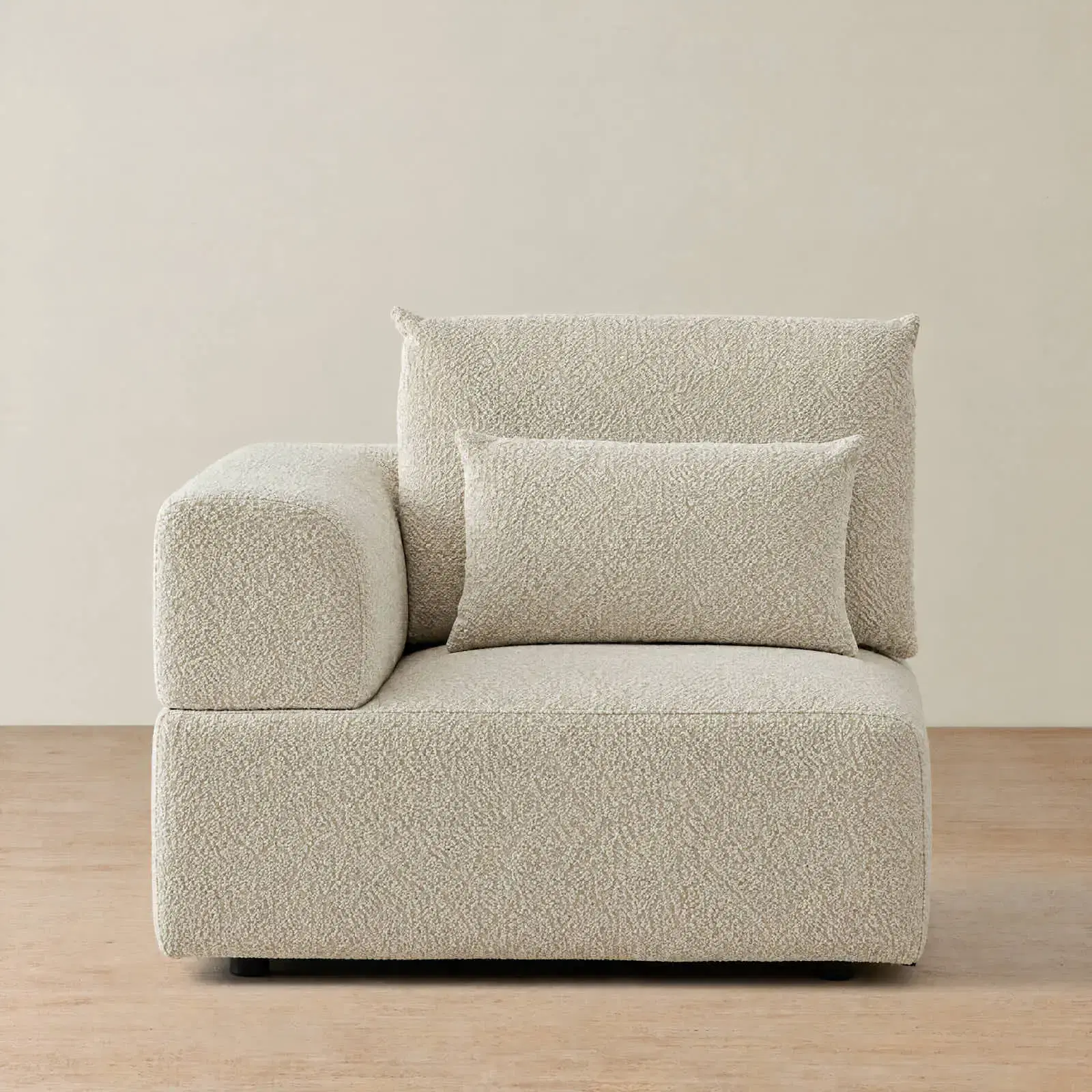 Riviera III Pearl Beige Fabric Sofa - Left Seat | Koala Living